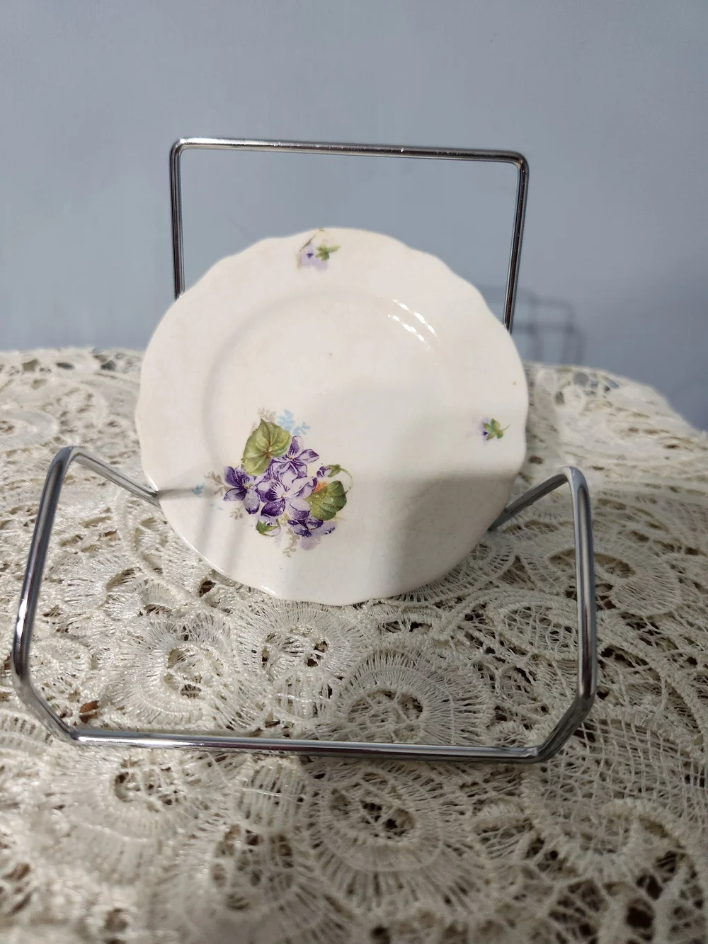 Vintage Purple Floral Plate Purple Flowers Mini Dish. Cozy Cottagecore.